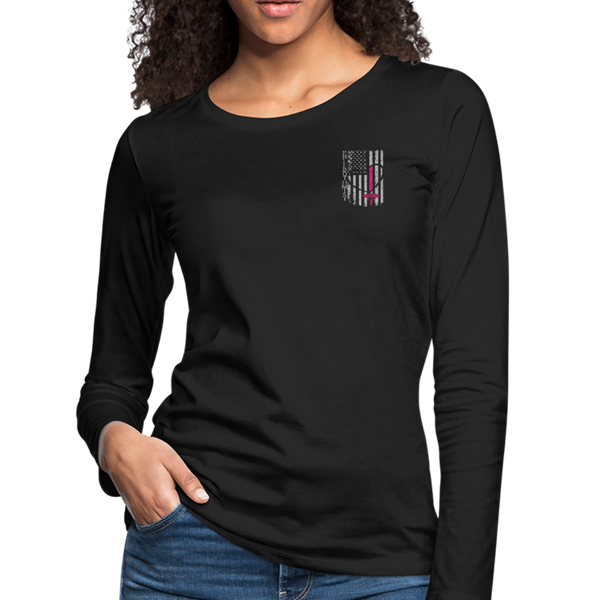 phlebotomist Flag Women's Premium Slim Fit Long Sleeve T-Shirt - black