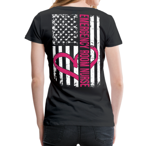 Emergency Nurse Flag Back Nurse Heart Flag Front Women’s Premium T-Shirt - black