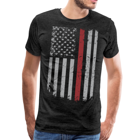 Red Line American Flag Men's Premium T-Shirt - charcoal gray