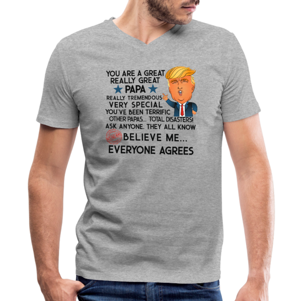 Trump Papa Men's V-Neck T-Shirt by Canvas - heather gray
