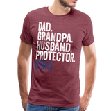 Dad. Grandpa. Husband. Protector. Hero. Men's Premium T-Shirt - heather burgundy