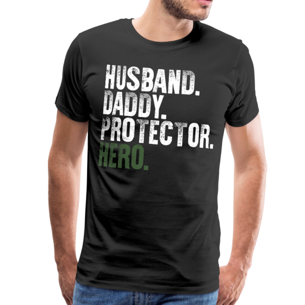 Husband Daddy Protector Hero Men's Premium T-Shirt (CK1867) - black