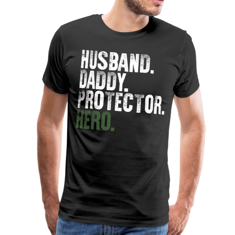 Husband Daddy Protector Hero Men's Premium T-Shirt (CK1867) - black
