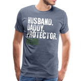 Husband Daddy Protector Hero Men's Premium T-Shirt (CK1867) - heather blue