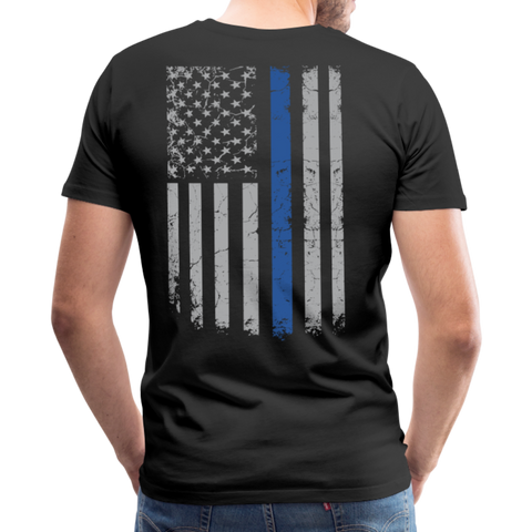 Blue Line Flag Men's Premium T-Shirt - black