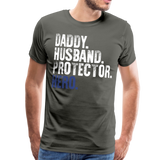 Daddy Husband Protector Hero Flag on Back Men's Premium T-Shirt - asphalt gray