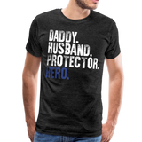 Daddy Husband Protector Hero Flag on Back Men's Premium T-Shirt - charcoal gray