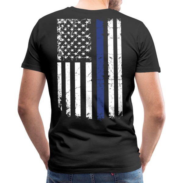 Daddy Husband Protector Hero Blue Line Flag Men's Premium T-Shirt (CK1873) - black