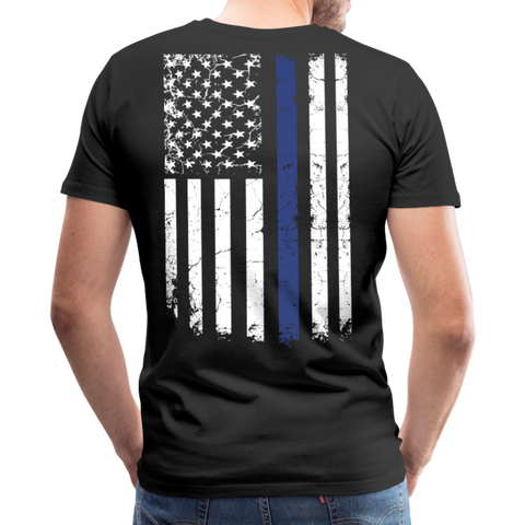 Daddy Husband Protector Hero Blue Line Flag Men's Premium T-Shirt (CK1873) - black