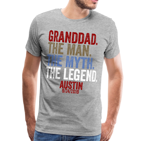 Granddad Austin with Date Men's Premium T-Shirt - heather gray