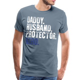 Daddy Husband Protector Hero American Flag Men's Premium T-Shirt (CK1872) - steel blue