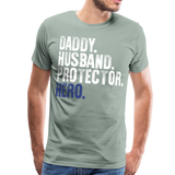 Daddy Husband Protector Hero American Flag Men's Premium T-Shirt (CK1872) - steel green