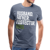 Husband Father Protector Hero Men's Premium T-Shirt (CK1884) - heather blue