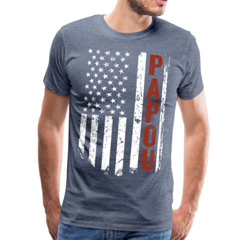Custom Papou Names on Back Men's Premium T-Shirt - heather blue