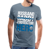 Husband Daddy Protector Hero Men's Premium T-Shirt (CK1861) - steel blue