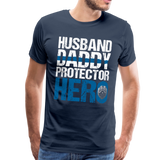 Husband Daddy Protector Hero Men's Premium T-Shirt (CK1861) - navy