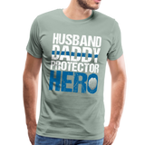 Husband Daddy Protector Hero Men's Premium T-Shirt (CK1861) - steel green