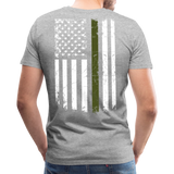 Daddy Hero Protector Hero Military Green Flag on Back Men's Premium T-Shirt - heather gray