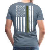 Daddy Hero Protector Hero Military Green Flag on Back Men's Premium T-Shirt - steel blue