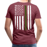 Daddy Hero Protector Hero Military Green Flag on Back Men's Premium T-Shirt - heather burgundy