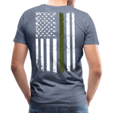 Daddy Hero Protector Hero Military Green Flag on Back Men's Premium T-Shirt - heather blue