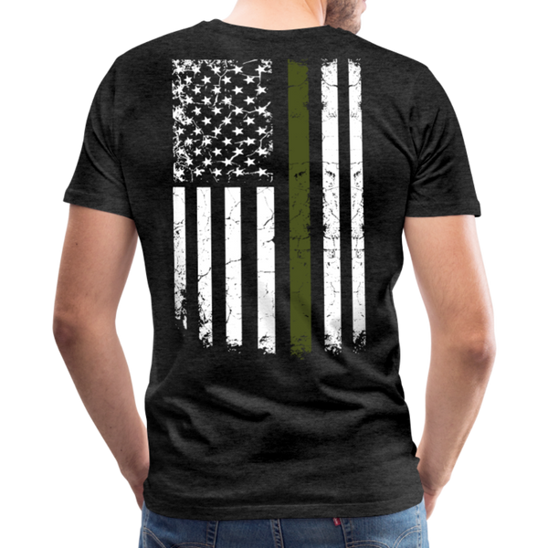 Daddy Hero Protector Hero Military Green Flag on Back Men's Premium T-Shirt - charcoal gray
