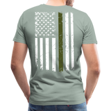 Daddy Hero Protector Hero Military Green Flag on Back Men's Premium T-Shirt - steel green