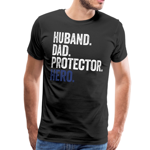 Husband Dad Protector Hero Men's Premium T-Shirt (Ck1916) - black