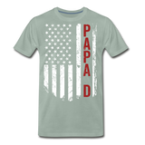 American Flag PapaD Men's Premium T-Shirt - steel green