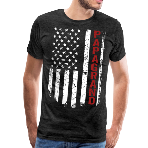 Papagrand American Flag Men's Premium T-Shirt - charcoal gray