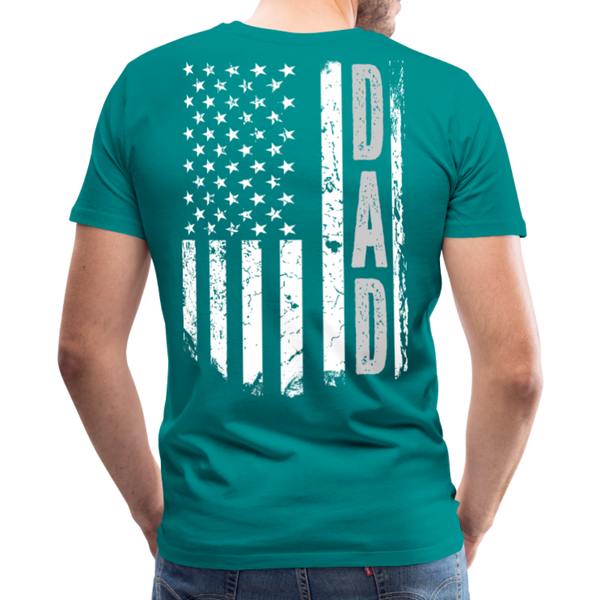 American Flag Dad Men's Premium T-Shirt (CK1903) - teal