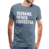 Husband. Father. Protector. Hero. Men's Premium T-Shirt - steel blue