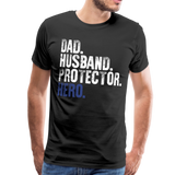 Dad Husband Protector Hero Flag on back Thin Blue Line Men's Premium T-Shirt (CK1921) - black