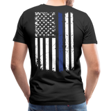 Dad Husband Protector Hero Flag on back Thin Blue Line Men's Premium T-Shirt (CK1921) - black