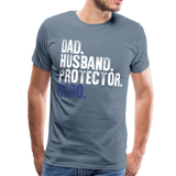 Dad Husband Protector Hero Flag on back Thin Blue Line Men's Premium T-Shirt (CK1921) - steel blue