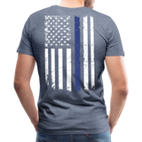 Dad Husband Protector Hero Flag on back Thin Blue Line Men's Premium T-Shirt (CK1921) - heather blue