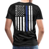 Dad Husband Protector Hero Flag on back Thin Blue Line Men's Premium T-Shirt (CK1921) - charcoal gray