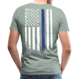 Dad Husband Protector Hero Flag on back Thin Blue Line Men's Premium T-Shirt (CK1921) - steel green