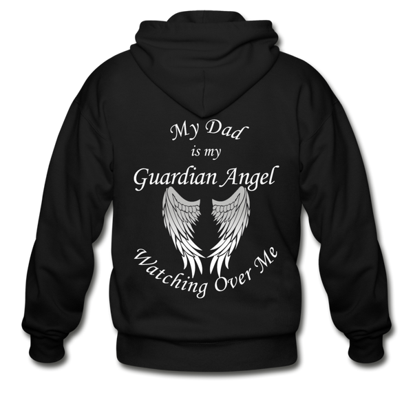 Dad Guardian Angel Zipper Hoodie with front wings. Gildan Heavy Blend Adult Zip Hoodie - black