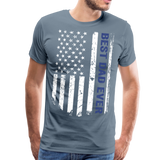 Best Dad Ever American Flag Men's Premium T-Shirt (CK1922) - steel blue