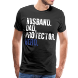 Husband Dad Protector Hero Blue Men's Premium T-Shirt (CK1924) - black