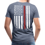 Daddy Husband Protector Hero - American Flag Men's Premium T-Shirt (CK1926) - heather blue