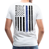 Daddy Husband Protector Hero American Blue Line Flag Back Men's Premium T-Shirt (CK1872) - white