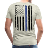 Daddy Husband Protector Hero American Blue Line Flag Back Men's Premium T-Shirt (CK1872) - heather oatmeal