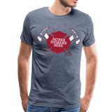 Father Husband Hero Firefighter Men's Premium T-Shirt (CK1858) - heather blue