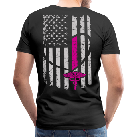 Nurse Flag Heart Front Men's Premium T-Shirt (CK1818) Updated - black