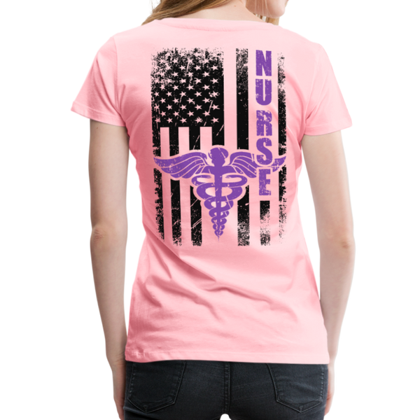 Nurse Flag Women’s Premium T-Shirt (CK1808) UPdated - pink