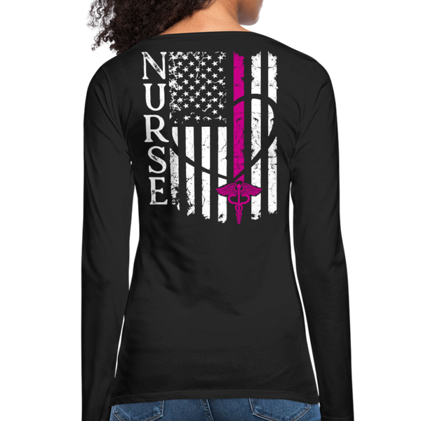 Nurse Flag Women's Premium Long Sleeve T-Shirt (CK1690) Updated+ - black