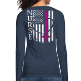 Nurse Flag Women's Premium Long Sleeve T-Shirt (CK1690) Updated+ - navy