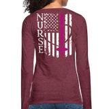 Nurse Flag Women's Premium Long Sleeve T-Shirt (CK1690) Updated+ - heather burgundy